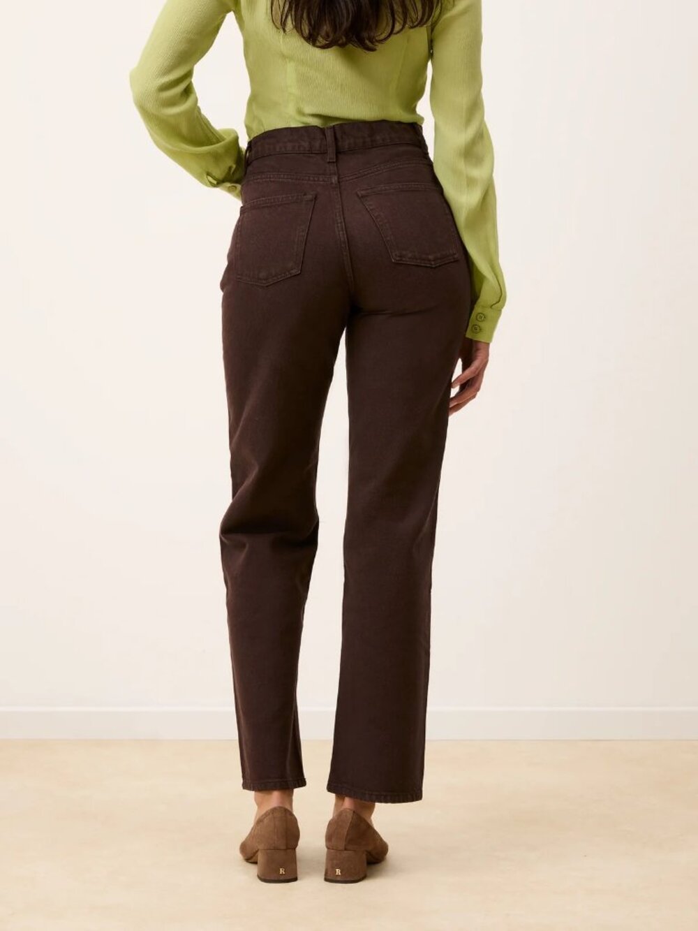 NWT $210 Rouje Chocolate regular-waisted straight-cut jeans - Picture 2 of 6